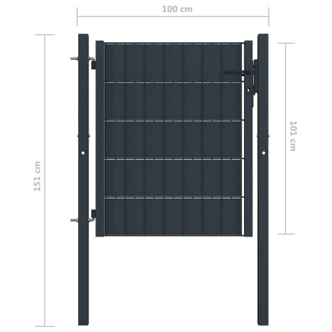  Furtka ogrodzeniowa, PVC i stal, 100 x 101 cm, antracytowa