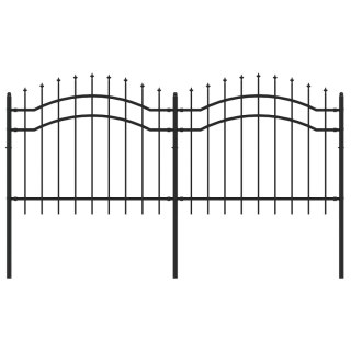  Ogrodzenie z grotami, czarne, 140 cm, malowana proszkowo stal