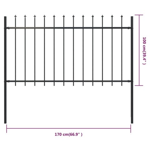  Panel ogrodzeniowy z grotami, 1,8 m, czarny