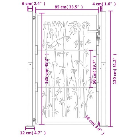  Furtka ogrodowa, antracytowa, 105x130 cm, stal, motyw bambusa