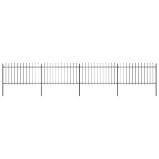  Ogrodzenie z prętów z grotami, stalowe, 6,8 x 1 m, czarne
