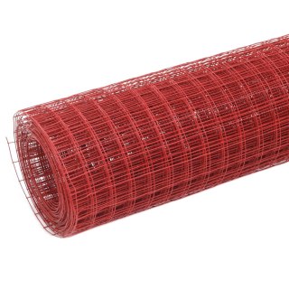  Ogrodzenie z siatki, stal i PVC, 25x1 m, czerwone