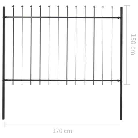  Panel ogrodzeniowy z grotami, 1,8 m, czarny