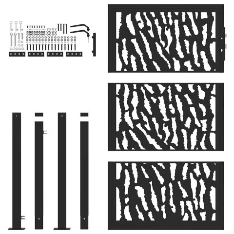  Brama ogrodowa czarna 105x155 cm stalowa konstrukcja