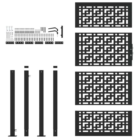  Brama ogrodowa czarna 105x180 cm stalowy wzór krzyża