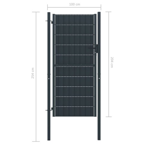  Furtka ogrodzeniowa, PVC i stal, 100 x 204 cm, antracytowa