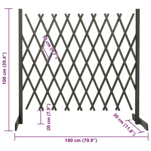  Ogrodowy płot kratkowy, szary, 180x100 cm, lite drewno jodłowe