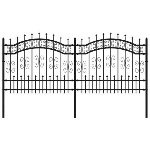  Ogrodzenie z grotami, czarne, 140 cm, malowana proszkowo stal