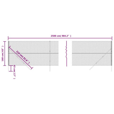  Ogrodzenie z siatki, antracytowe, 1,6x25 m