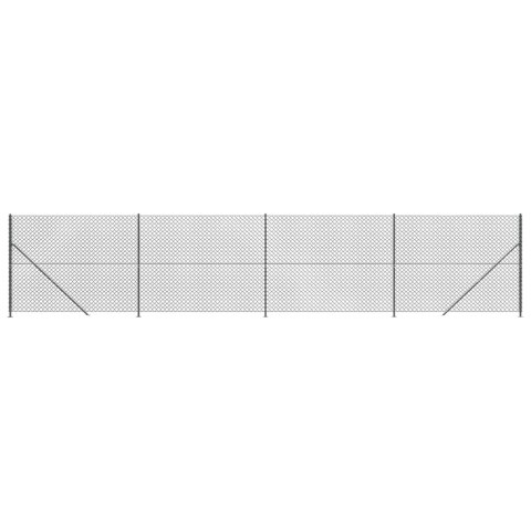  Ogrodzenie z siatki, ze stopami słupków, antracytowe, 1,4x10 m