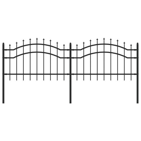  Ogrodzenie z grotami, czarne, 115 cm, malowana proszkowo stal