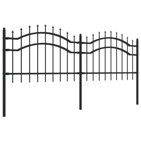  Ogrodzenie z grotami, czarne, 115 cm, malowana proszkowo stal