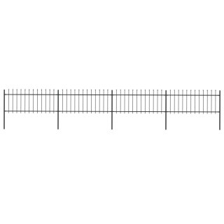 Ogrodzenie z prętów z grotami, stalowe, 6,8 x 0,8 m, czarne