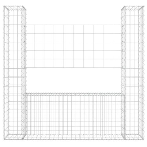  Ogrodzenie gabionowe z 2 słupkami, żelazo, 140x20x150 cm