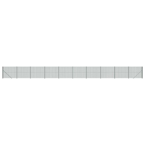  Ogrodzenie z siatki, ze stopami słupków, zielone, 2x25 m