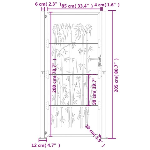  Furtka ogrodowa, antracytowa, 105x205 cm, stal, motyw bambusa