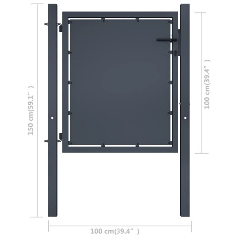  Furtka ogrodzeniowa, stalowa, 100 x 100 cm, antracytowa