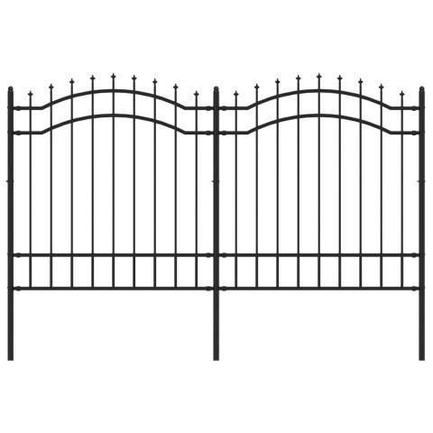  Ogrodzenie z grotami, czarne, 165 cm, malowana proszkowo stal
