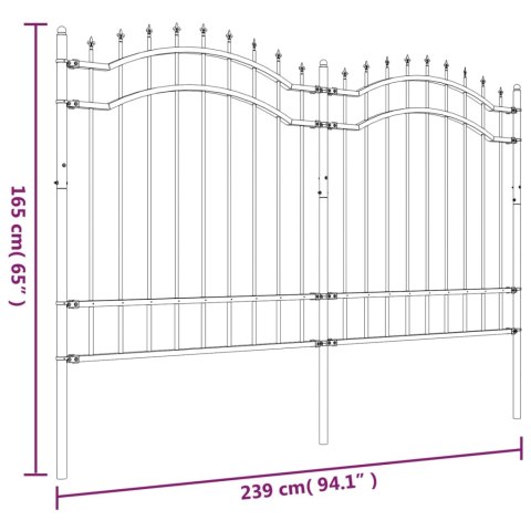  Ogrodzenie z grotami, czarne, 165 cm, malowana proszkowo stal