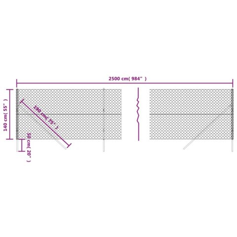  Ogrodzenie z siatki, zielone, 1,4x25 m