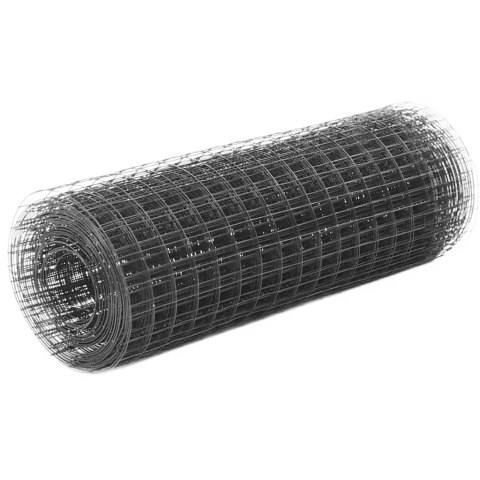  Ogrodzenie z siatki, stal i PVC, 25x0,5 m, szare