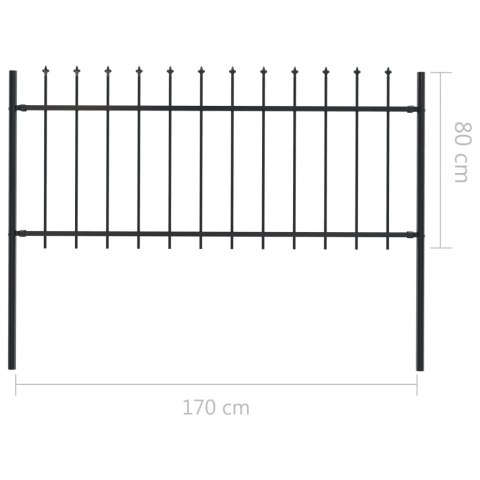  Panel ogrodzeniowy z grotami, 1,8 m, czarny