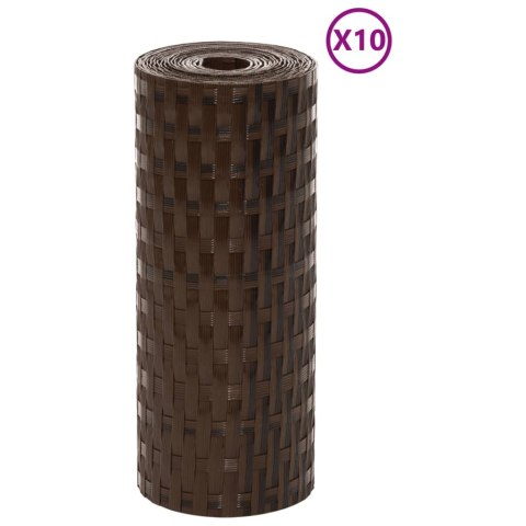  Parawany balkonowe, 10 szt., brązowo-czarne, 255x19cm rattan PE