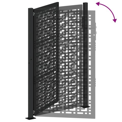  Brama ogrodowa czarna 105x155 cm stalowy wzór krzyża