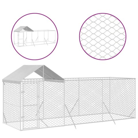  Kojec dla psa, z dachem, srebrny, 6x2x2,5 m, stal galwanizowana