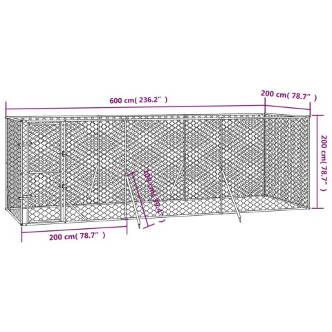  Kojec zewnętrzny dla psa, 6x2x2 m, stal galwanizowana