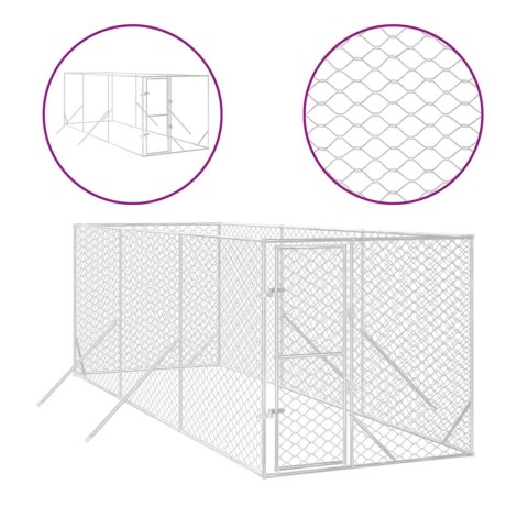  Kojec zewnętrzny dla psa, srebrny, 2x6x2 m, stal galwanizowana