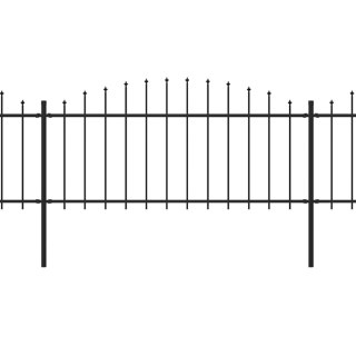  Panele ogrodzeniowe z grotami, stal, (0,5-0,75)x11,9 m, czarne