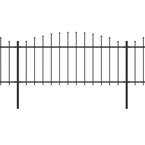  Panele ogrodzeniowe z grotami, stal, (0,5-0,75)x11,9 m, czarne