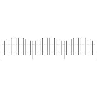  Panele ogrodzeniowe z grotami, stal, (0,75-1) x 5,1 m, czarne