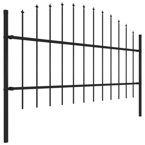  Panele ogrodzeniowe z grotami, stal, (0,75-1) x 8,5 m, czarne