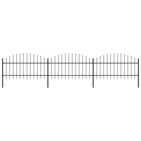  Panele ogrodzeniowe z grotami, stal, (1-1,25) x 5,1 m, czarne