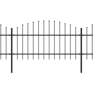  Panele ogrodzeniowe z grotami, stal, (1-1,25) x 5,1 m, czarne