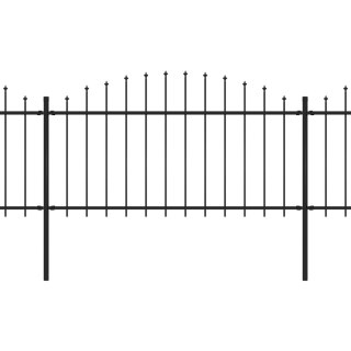  Panele ogrodzeniowe z grotami, stal, (1,25-1,5)x10,2 m, czarne