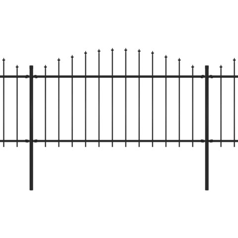  Panele ogrodzeniowe z grotami, stal, (1,25-1,5)x13,6 m, czarne