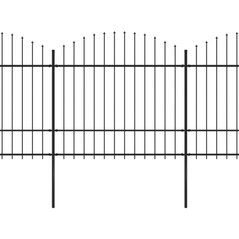  Panele ogrodzeniowe z grotami, stal, (1,5-1,75) x 3,4 m, czarne