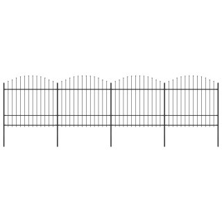  Panele ogrodzeniowe z grotami, stal, (1,5-1,75) x 6,8 m, czarne