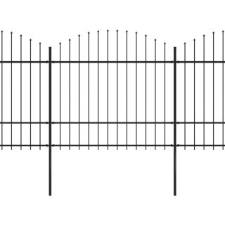  Panele ogrodzeniowe z grotami, stal, (1,5-1,75) x 6,8 m, czarne