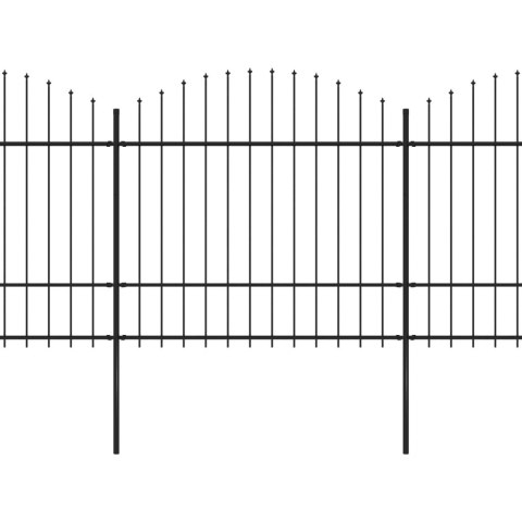  Panele ogrodzeniowe z grotami, stal, (1,5-1,75) x 6,8 m, czarne