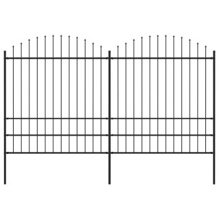  Panele ogrodzeniowe z grotami, stal, (1,75-2) x 3,4 m, czarne