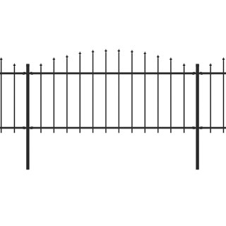  Panele ogrodzeniowe z grotami, stal, (0,5-0,75)x13,6 m, czarne