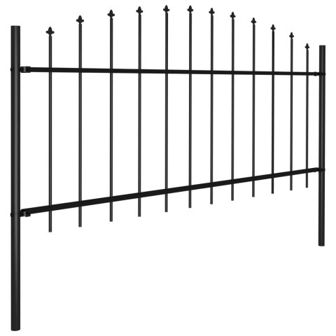  Panele ogrodzeniowe z grotami, stal, (0,5-0,75)x13,6 m, czarne