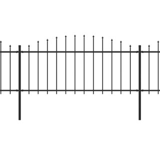  Panele ogrodzeniowe z grotami, stal, (0,5-0,75) x 15,3 m, czarne