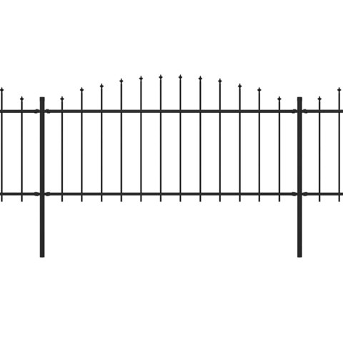  Panele ogrodzeniowe z grotami, stal, (0,5-0,75) x 15,3 m, czarne