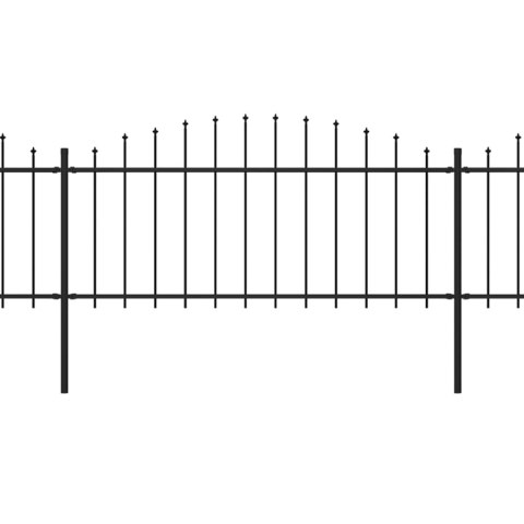  Panele ogrodzeniowe z grotami, stal, (0,5-0,75) x 17 m, czarne