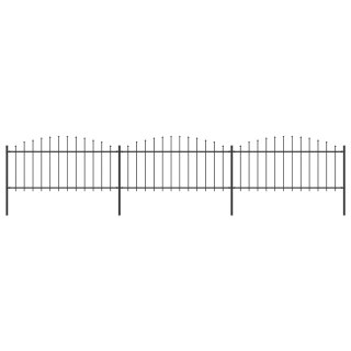  Panele ogrodzeniowe z grotami, stal, (0,5-0,75) x 5,1 m, czarne